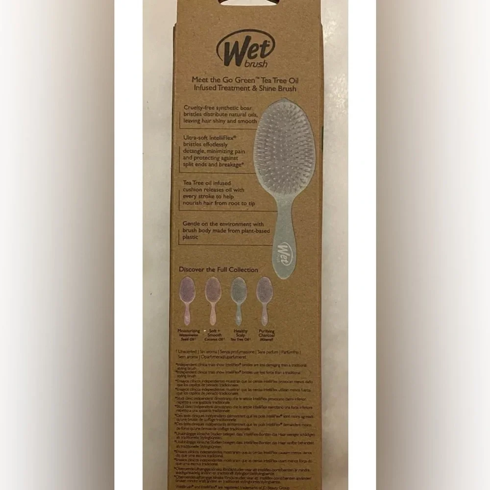 Wet Brush Go Green Tea Tree Oil Infused Treatment & Shine Brush New💚